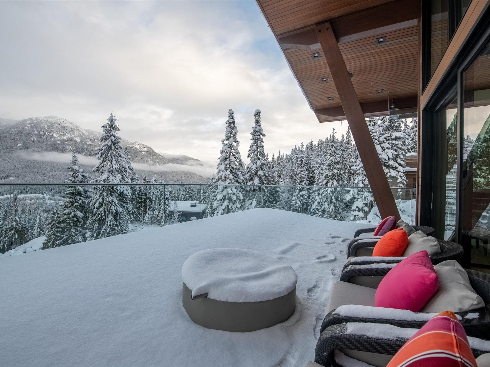 Luxury ski-in ski-out home in Whistler Kadenwood at dusk