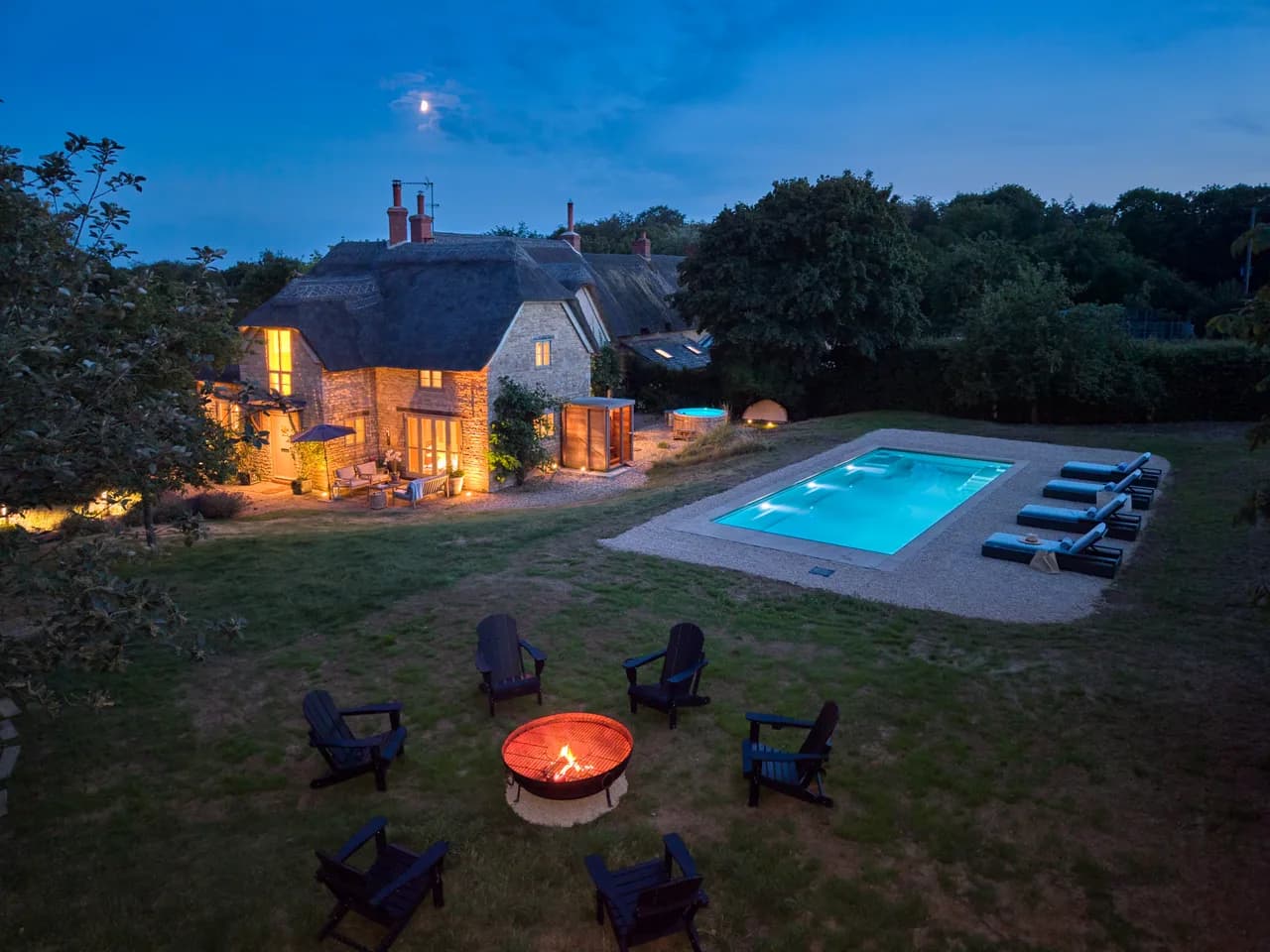 Aerial view of the property grounds
