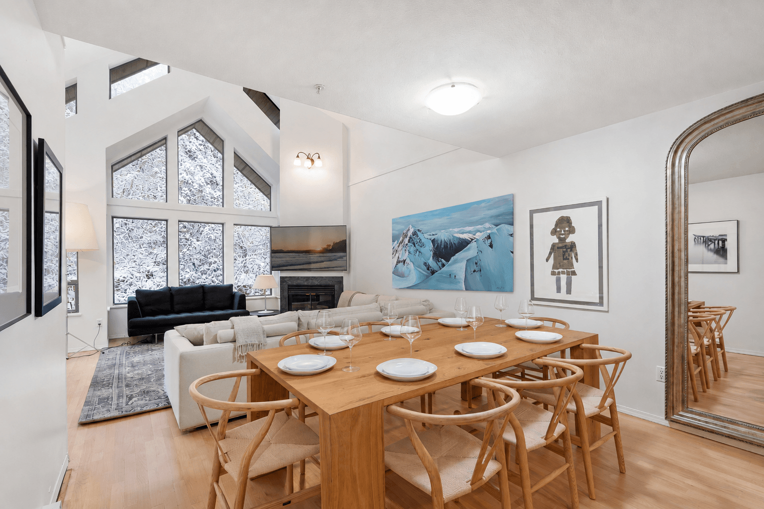 Luxury 6-bedroom Blueberry home exterior in snow